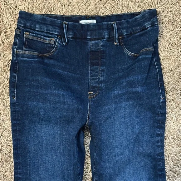 Good American Power Stretch Pull On High Waist Classic Dark Denim Jeans Size 4 - Picture 3 of 11